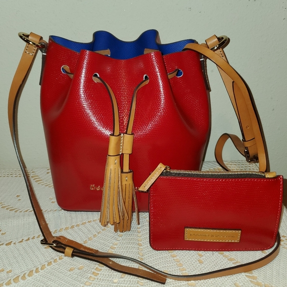 Dooney & Bourke Red Leather Drawstring Crossbody Bag - Picture 12 of 12